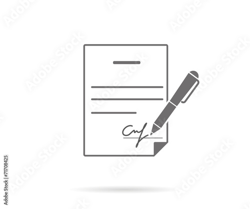Business contract with signature