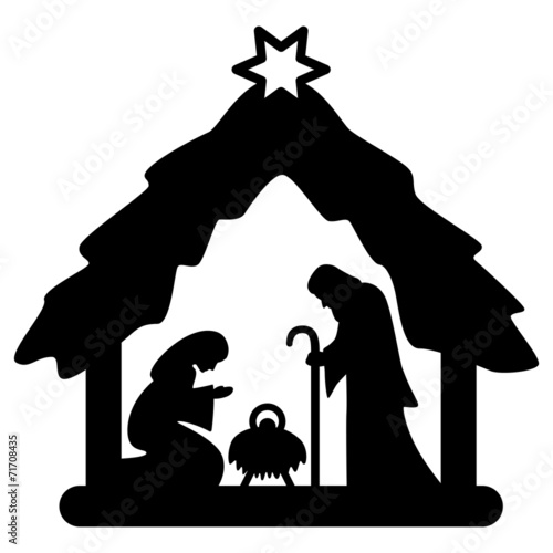Weihnachtskrippe, Krippenfiguren, schwarz, freigestellt, Vektor