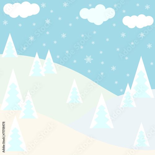 winter vector background with snow forest © vanillamilk
