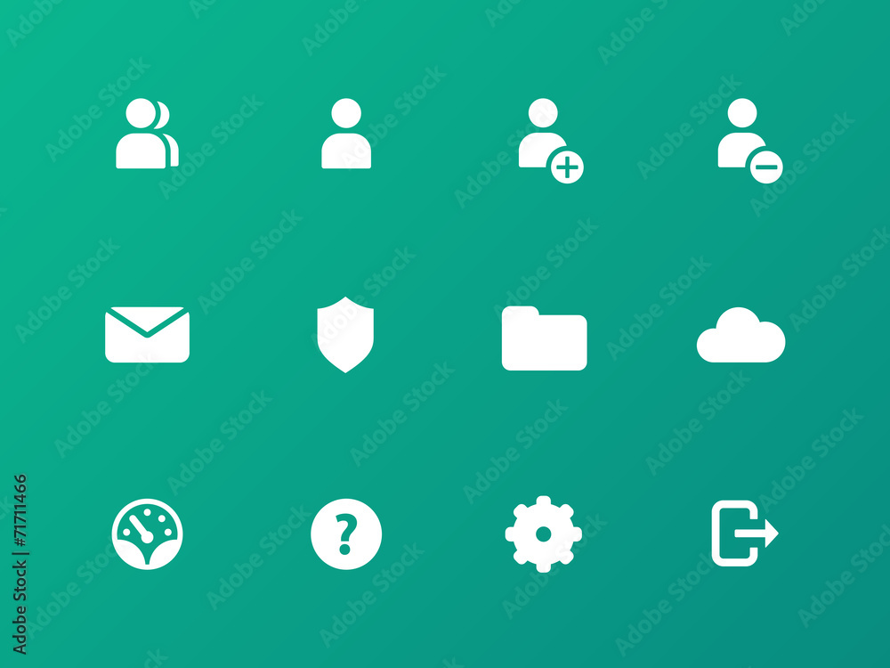 Fotografie User Account icons on green background.