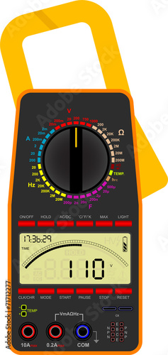 Vector illustration of a digital multimeter
