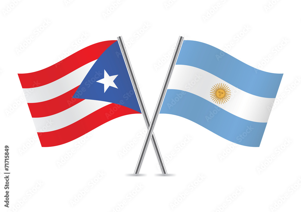 Argentinian and Puerto Rican flags. Vector illustration.