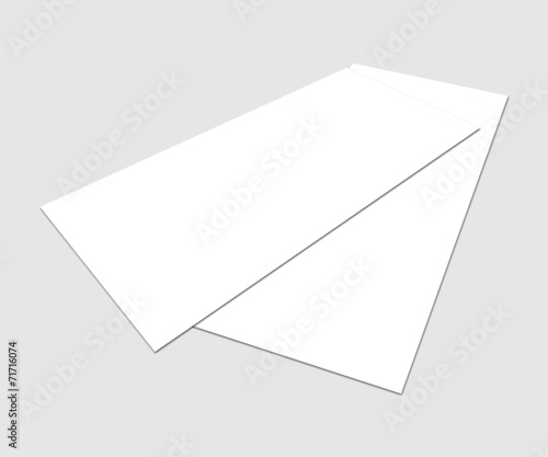 Blank white paper (4"x 8") flyer on grey background