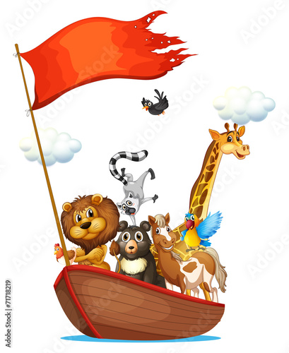 Animals and boat
