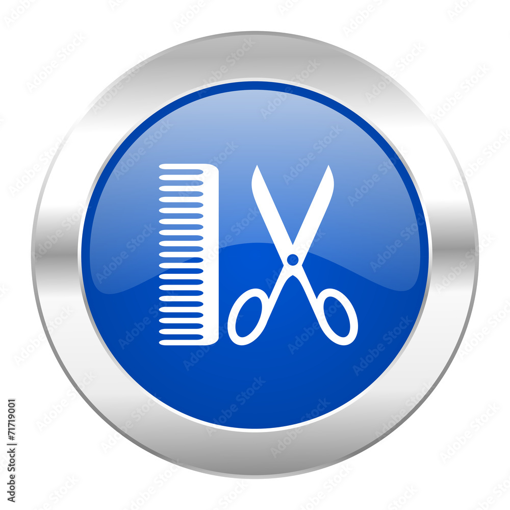 barber blue circle chrome web icon isolated barber blue circle chrome web icon isolated