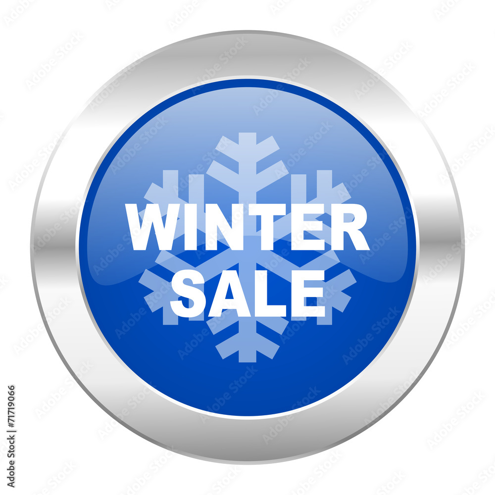 winter sale blue circle chrome web icon isolated winter sale blue circle chrome web icon isolated