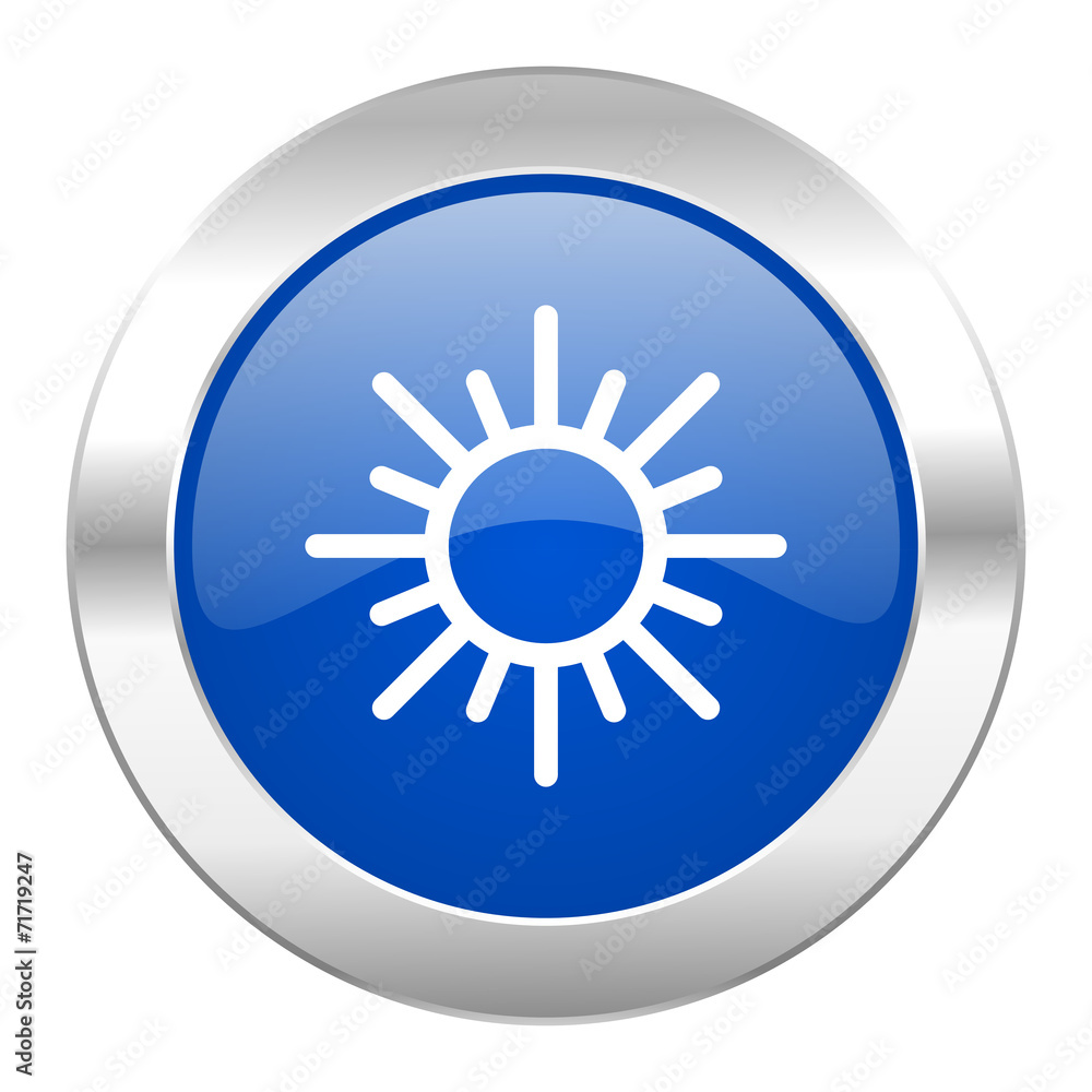 sun blue circle chrome web icon isolated