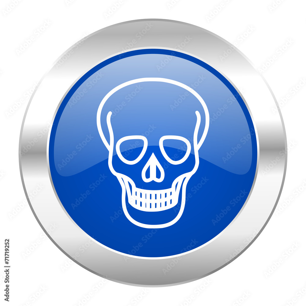 skull blue circle chrome web icon isolated skull blue circle chrome web icon isolated