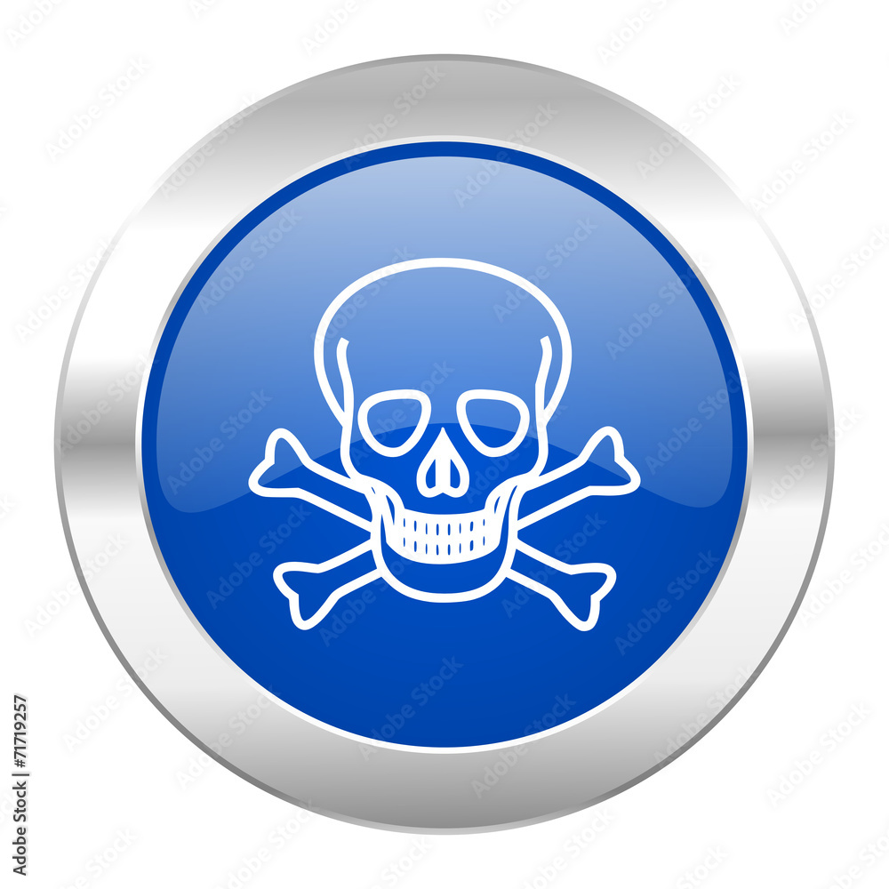 skull blue circle chrome web icon isolated skull blue circle chrome web icon isolated
