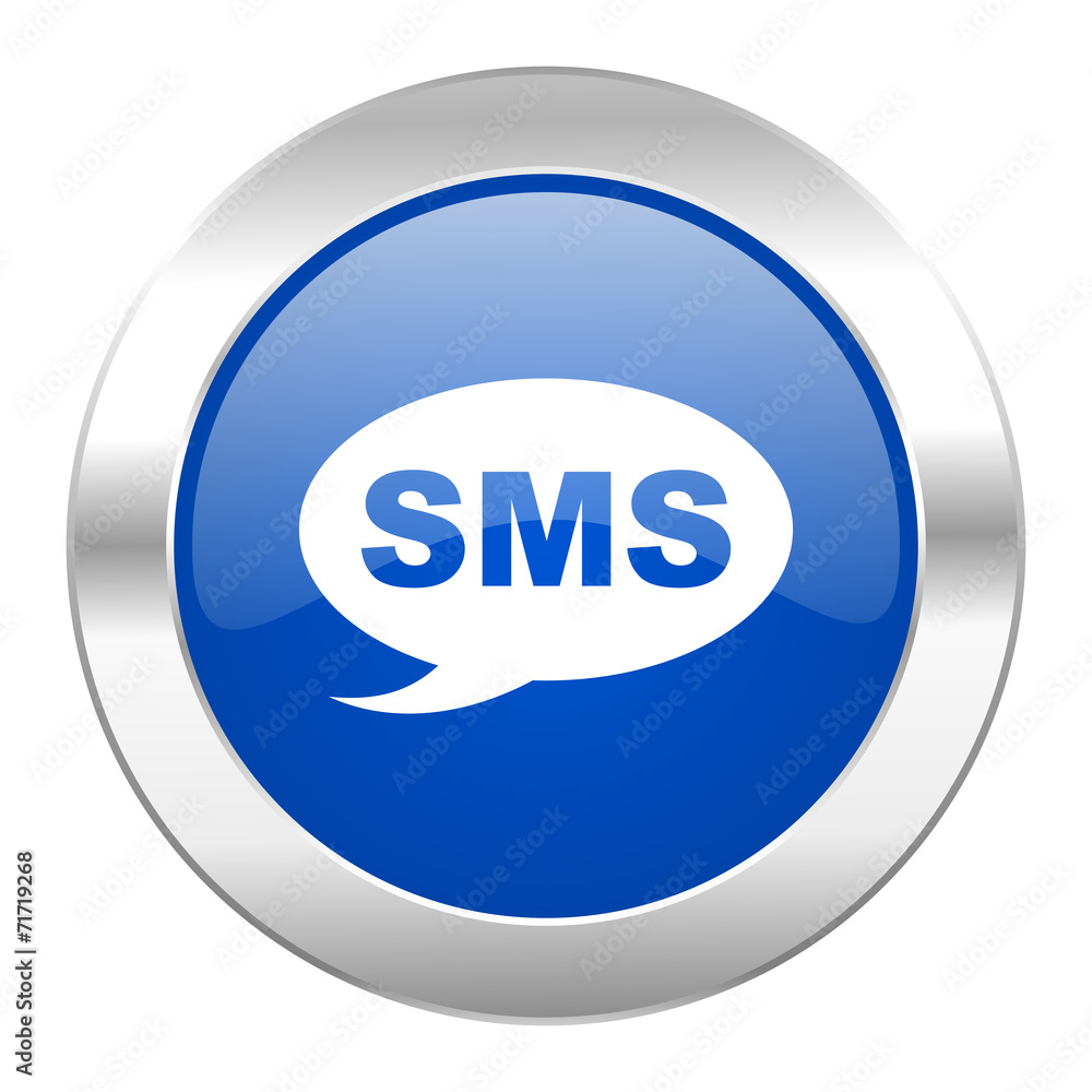sms blue circle chrome web icon isolated sms blue circle chrome web icon isolated