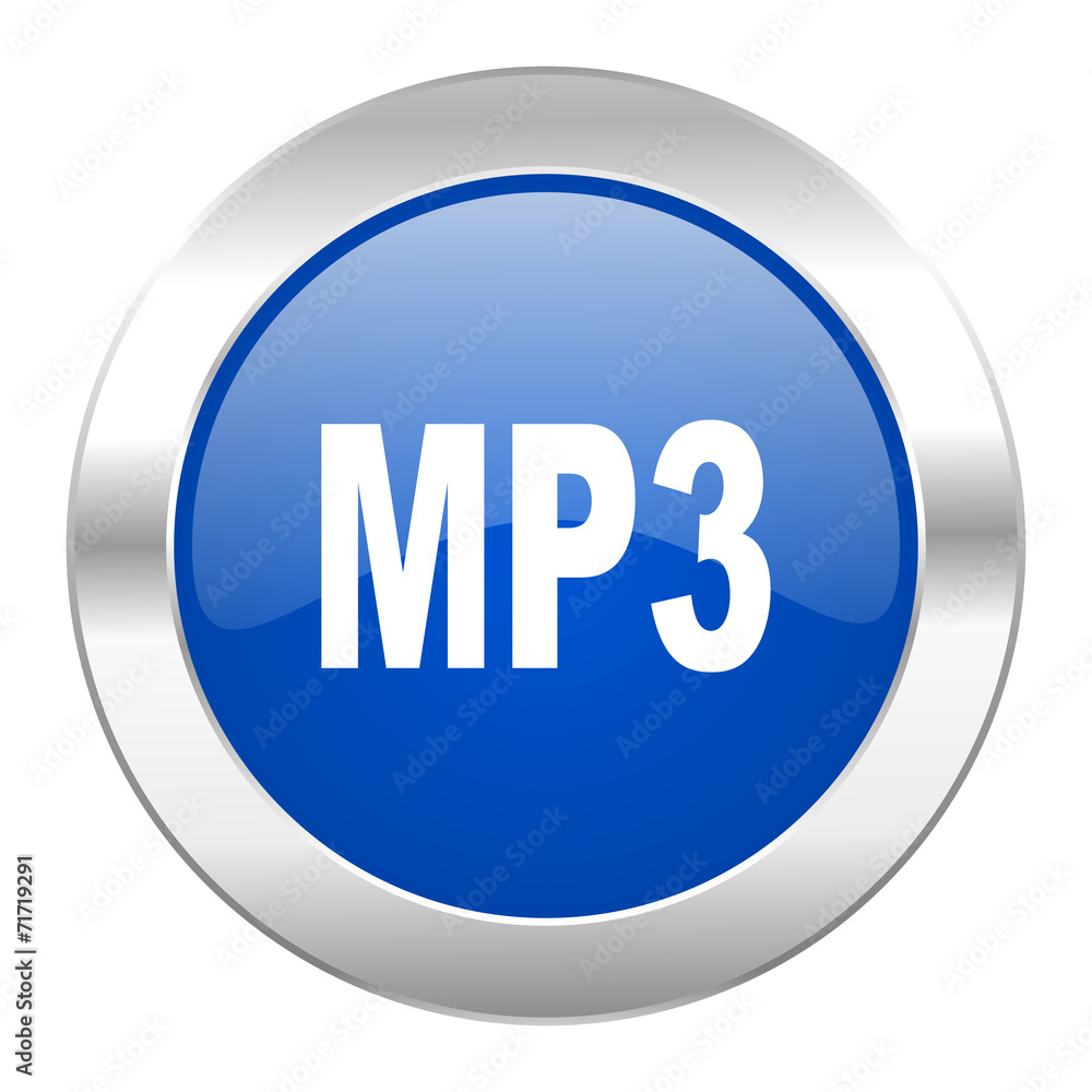 mp3 blue circle chrome web icon isolated mp3 blue circle chrome web icon isolated