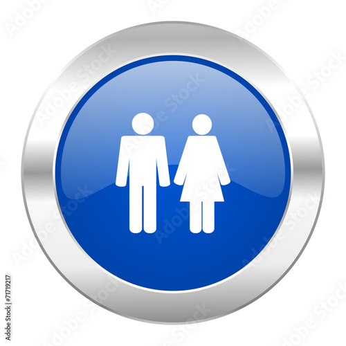 couple blue circle chrome web icon isolated