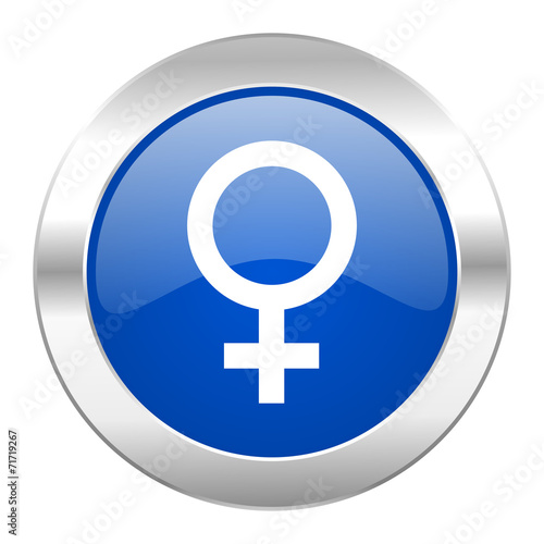 female blue circle chrome web icon isolated