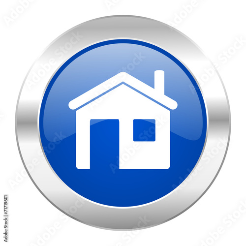 house blue circle chrome web icon isolated