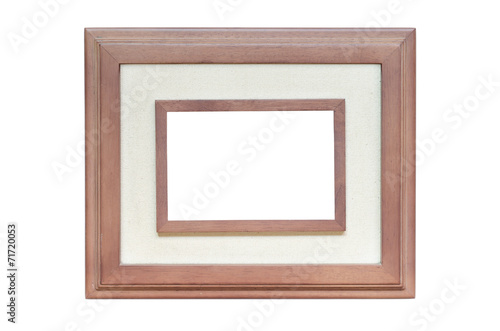 Wooden picture frame isolated on white background