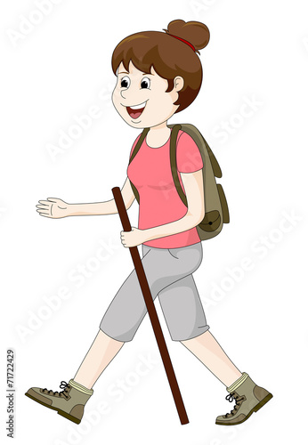 Junge Frau mit Wanderstock