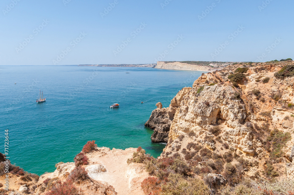 Rocky coast of Algarve in Portugal Rocky coast of Algarve in Portugal