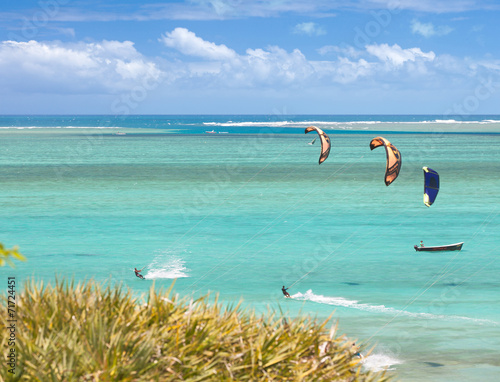 Obraz na plátně kite surf à l'île Rodrigues, lagon de l'anse Mourouk