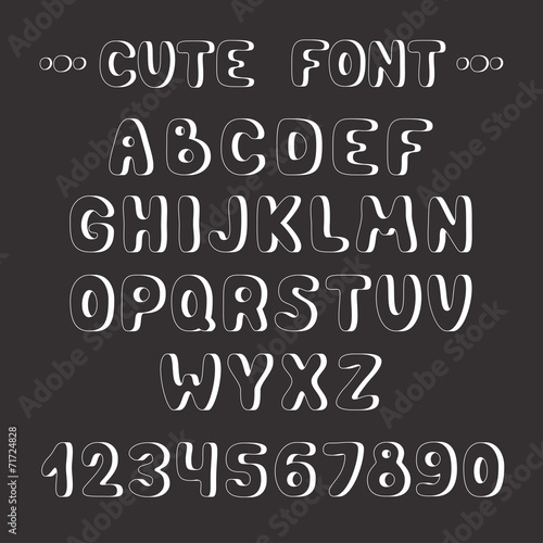 Simple monochrome hand drawn font. Complete abc alphabet set.