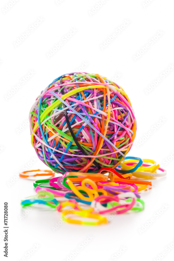 colorful wonder loom band rubber ball isolated on white colorful wonder loom band rubber ball isolated on white