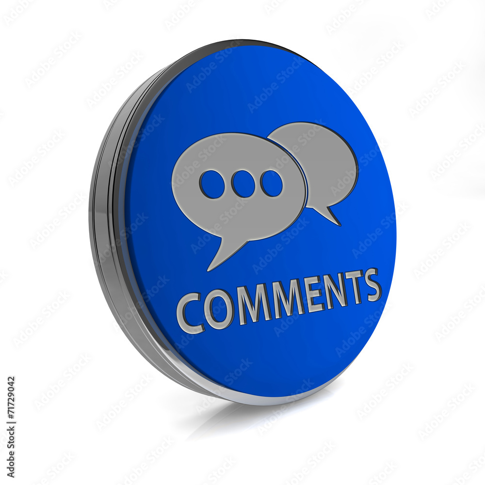 Comments now circular icon on white background Comments now circular icon on white background