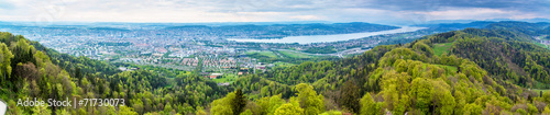 Panorama of Zurich city and lake Zurich