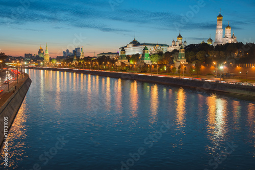 Night view of Moscow Kremlin in the summer  Russia