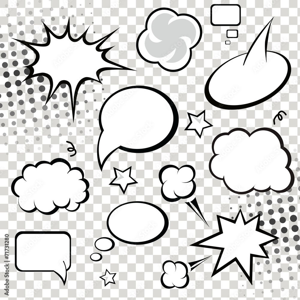 Comic speech bubbles and comic strip on monochrome  background - obrazy, fototapety, plakaty 