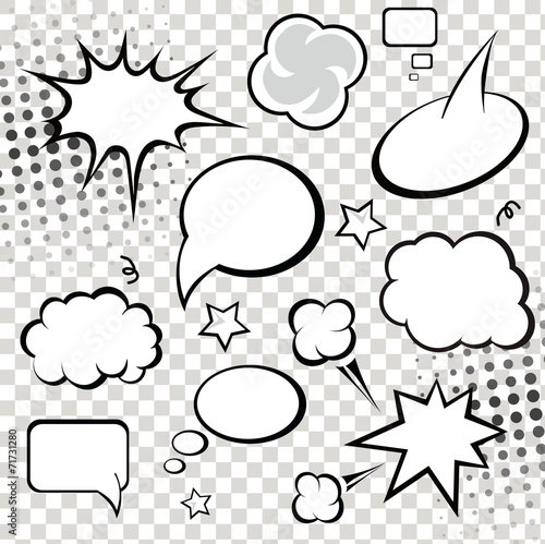 Comic speech bubbles and comic strip on monochrome  background
