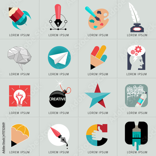 Abstract logos web Icons and globe vector symbol.