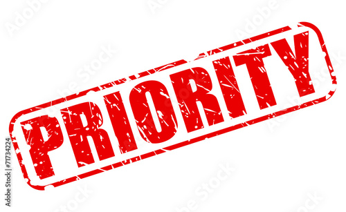 Priority red stamp text