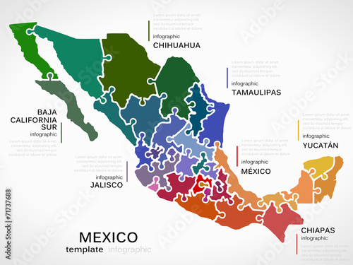 Canvas Print Map of Mexico