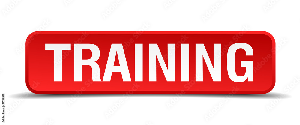 Training red 3d square button isolated on white Training red 3d square button isolated on white