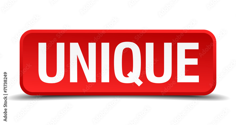 Unique red 3d square button isolated on white Unique red 3d square button isolated on white