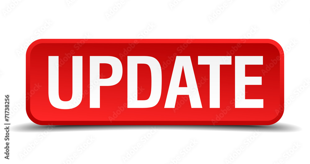 Update red 3d square button isolated on white Update red 3d square button isolated on white