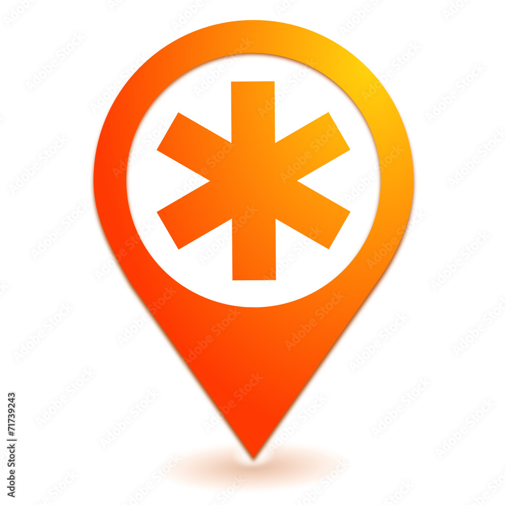 Obraz premium ambulance sur symbole localisation orange