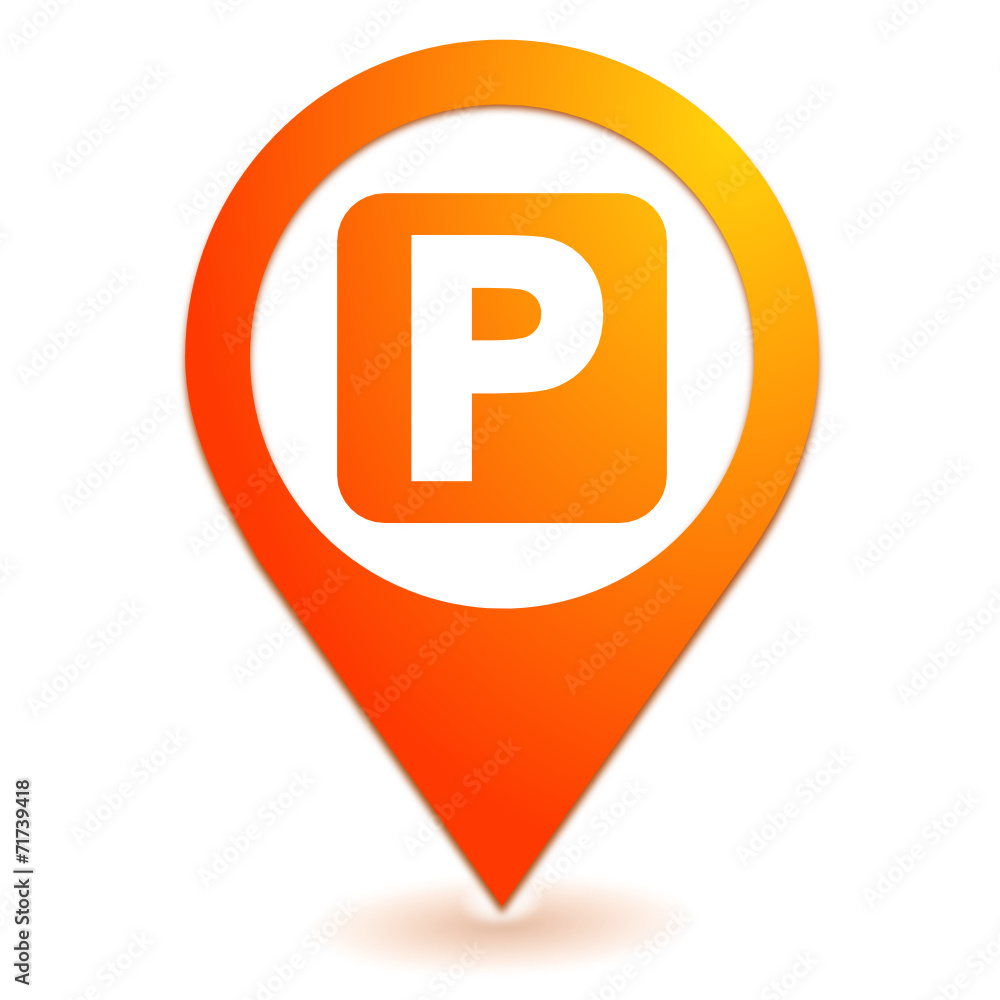 Vecteur Stock parking sur symbole localisation orange | Adobe Stock