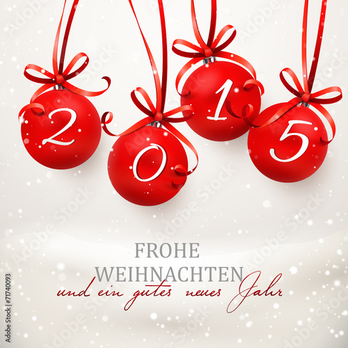 Verschneite Weihnachtskugeln 2015 -  Frohe Weihnachten