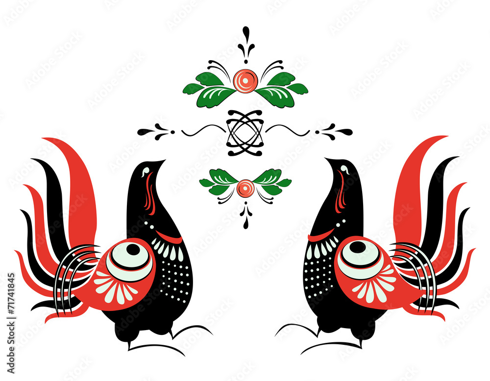 Obraz premium vector bird folklore Gorodets