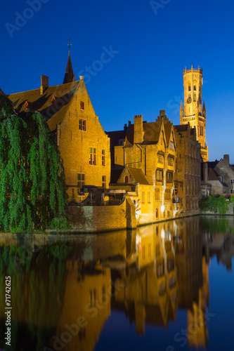 Night view of the Old Town of Bruges (Belgium)