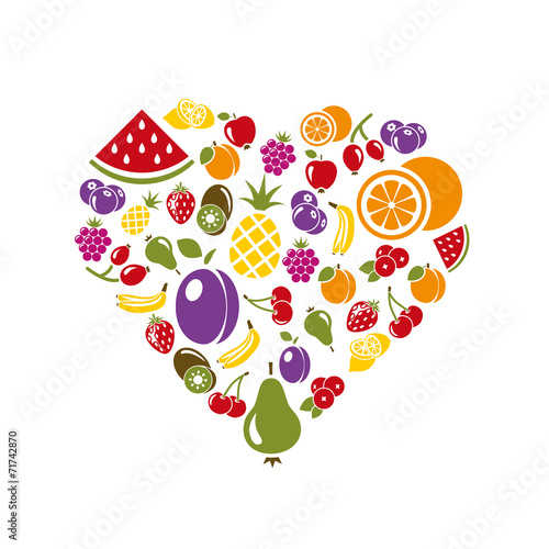 fruit icons in heart