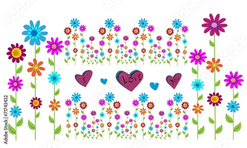 Flores de colores con I love you.