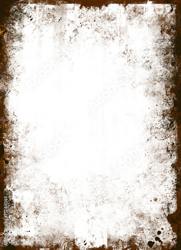 Grungy old texture frame on white background