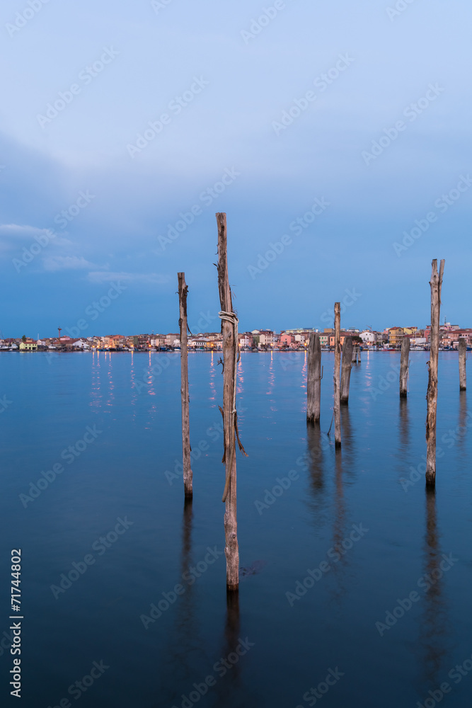 Abenddämmerung in Sottomarina, Italien Abenddämmerung in Sottomarina, Italien