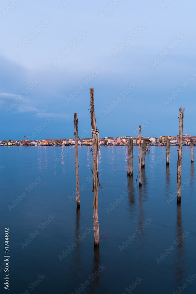 Abenddämmerung in Sottomarina, Italien