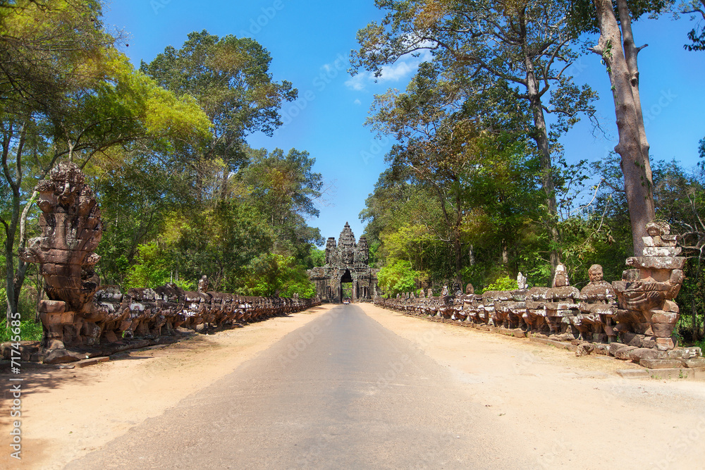 The ancient ruins of a historic Khmer temple in the temple compl The ancient ruins of a historic Khmer temple in the temple compl
