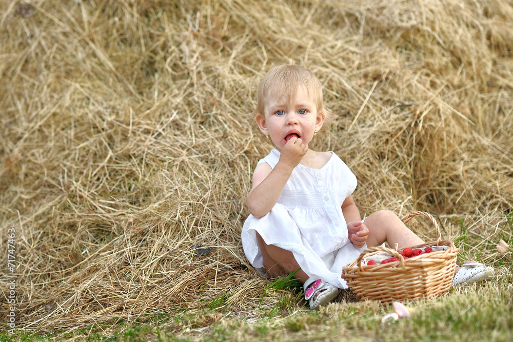 portrait of little girl outdoors in summer portrait of little girl outdoors in summer