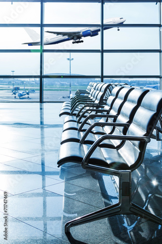 Empty departure lounge at the airport
