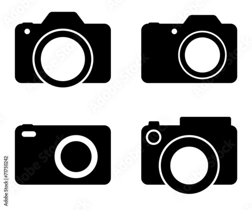Photography Camera Black Vector Silhouettes Illustration
