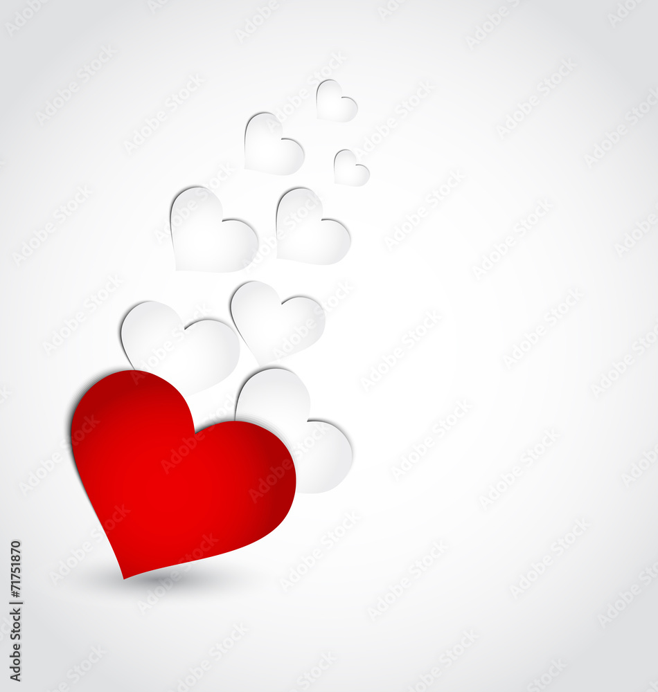 Valentine's day invitation with paper hearts